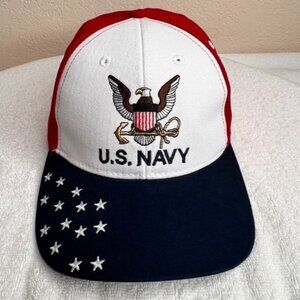 U.S. Navy Embroidered Baseball Cap Patriotic Eagle Crest Hat Stars on Bill